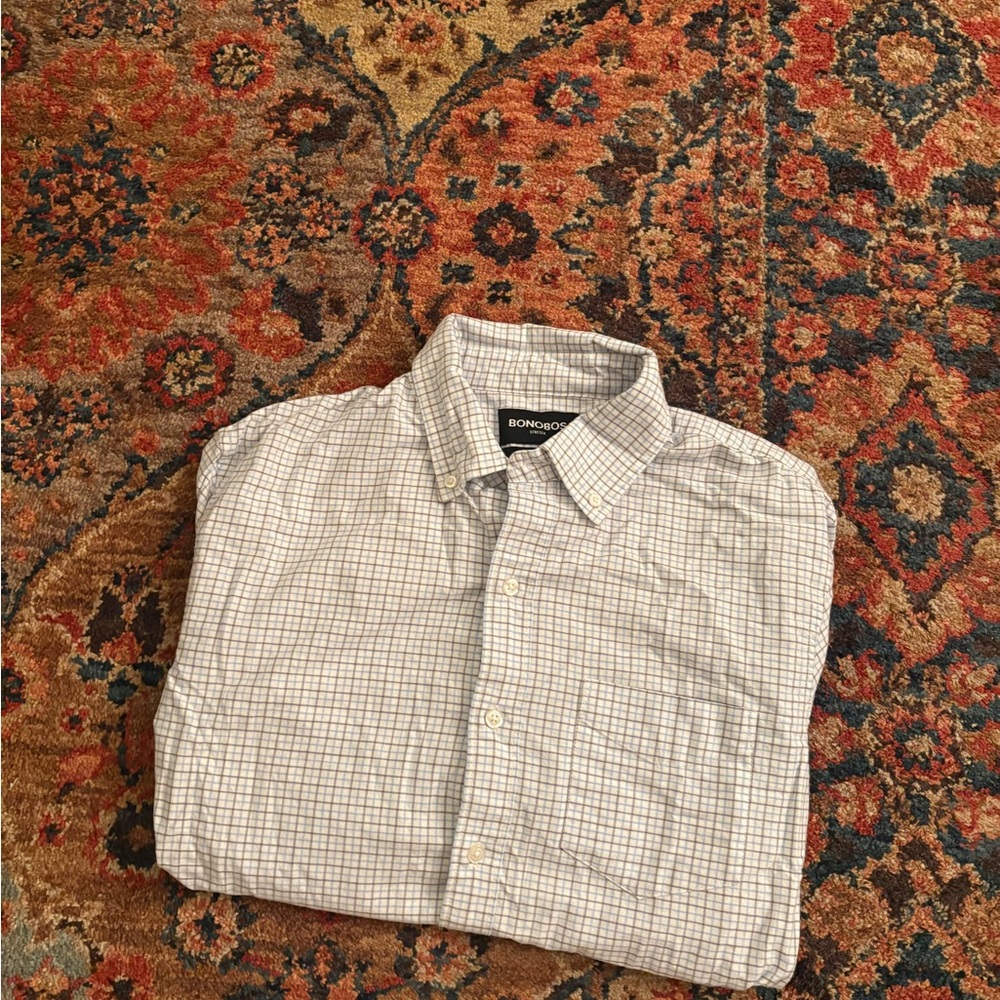 Bonobos Men's Light Gray Checkered Shirt